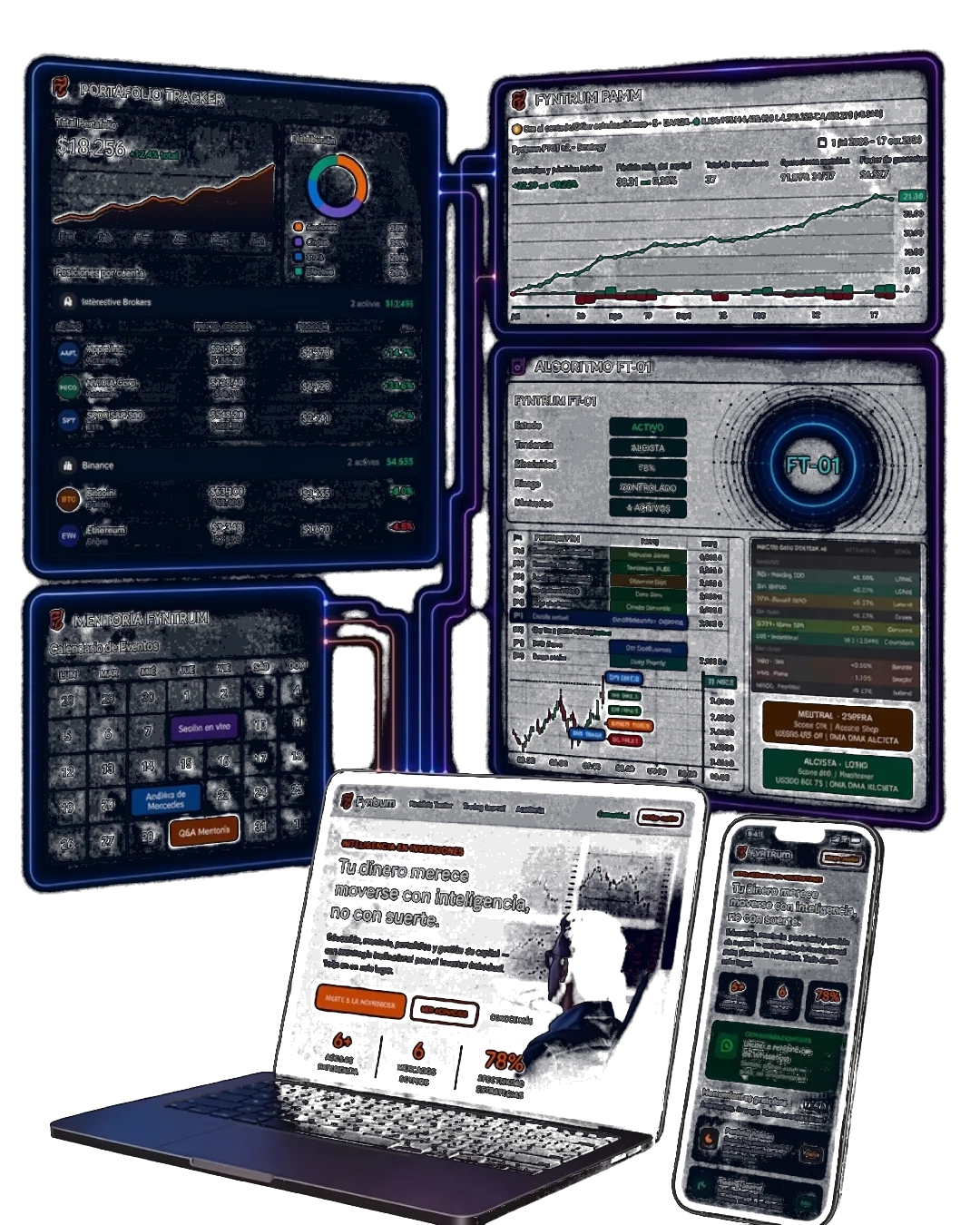 Ecosistema Fyntrum: Portafolio Tracker, Fyntrum PAMM, Algoritmo FT-01 y Mentoría