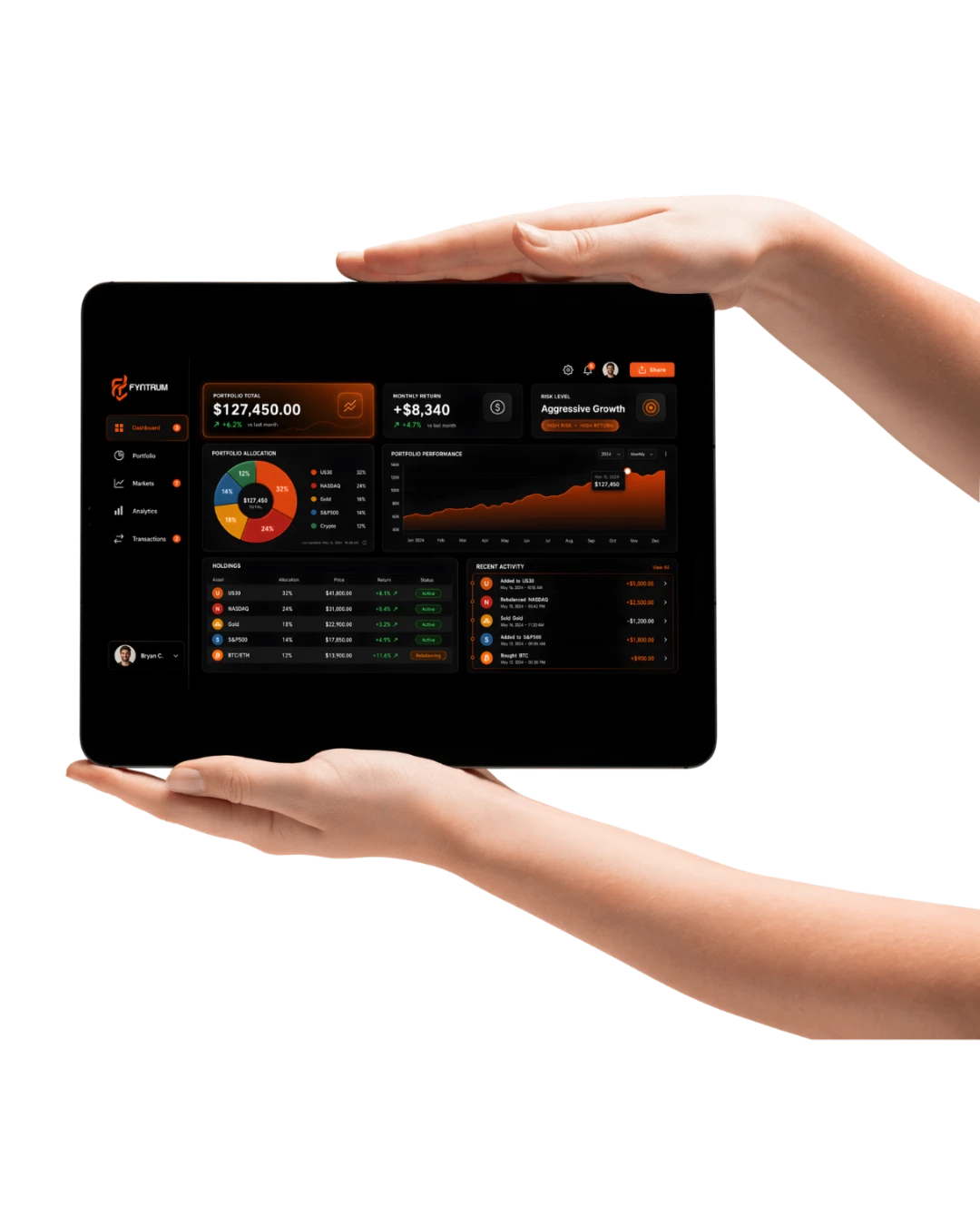 Fyntrum Portfolio Tracker en tablet